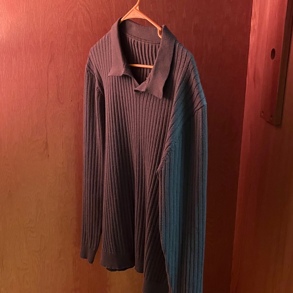 Men's Ribbed Knit Sweater - Grey